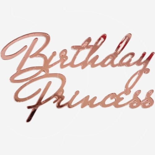 Топпер декоративный акриловый "Birthday Princess" Розовый 11х6,5 см 