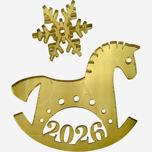 Топпер декоративный акриловый "Символ года 2026" Золото 6х7 см 