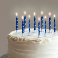 Свечи декоративные Металлик синие 10 шт 2919669
