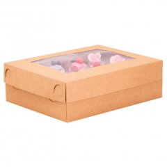 Коробка на 12 капкейков с окном крафт 32х25х10 см КУ-116; 7904603  