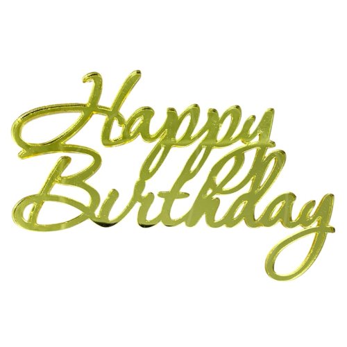 Топпер декоративный акриловый "Happy birthday" Золото 11х7 см 36056