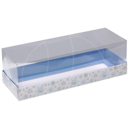 Коробка для сладостей с прозрачной крышкой "Снежинки" 26,2х8х9,7 см 6940261
