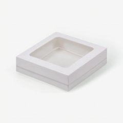 Коробка для сладостей с окном белая 15х15х4 см 070710