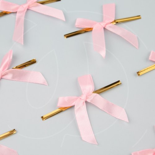 Твист-лента с бантиком розовым 8 см 10 шт 
