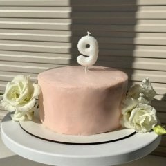 Свеча декоративная Цифра "9" Воздушный шарик Белый с блёстками 