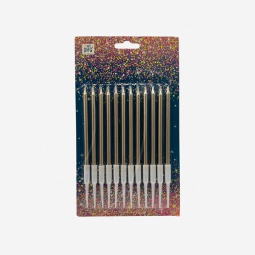 Свечи декоративные Золото 13 см 12 шт 