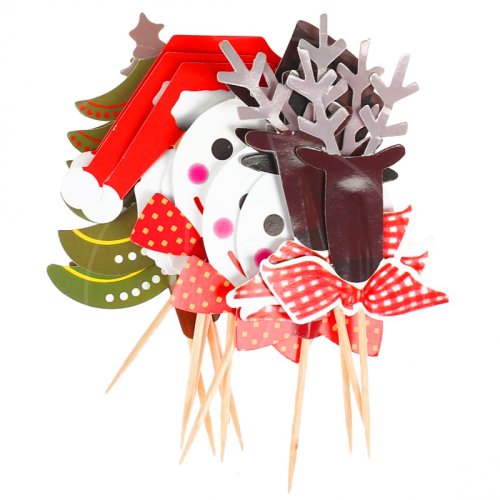 Набор топперов декоративных бумажных "Новогоднее ассорти" 12 шт 3526981