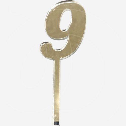 Топпер декоративный акриловый "Цифра 9" Серебро 9,5х3 см 